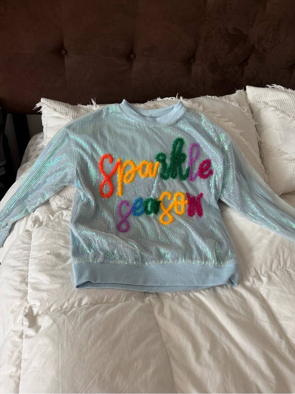 Sparkle Season Light Blue Sequin Women's Sweater